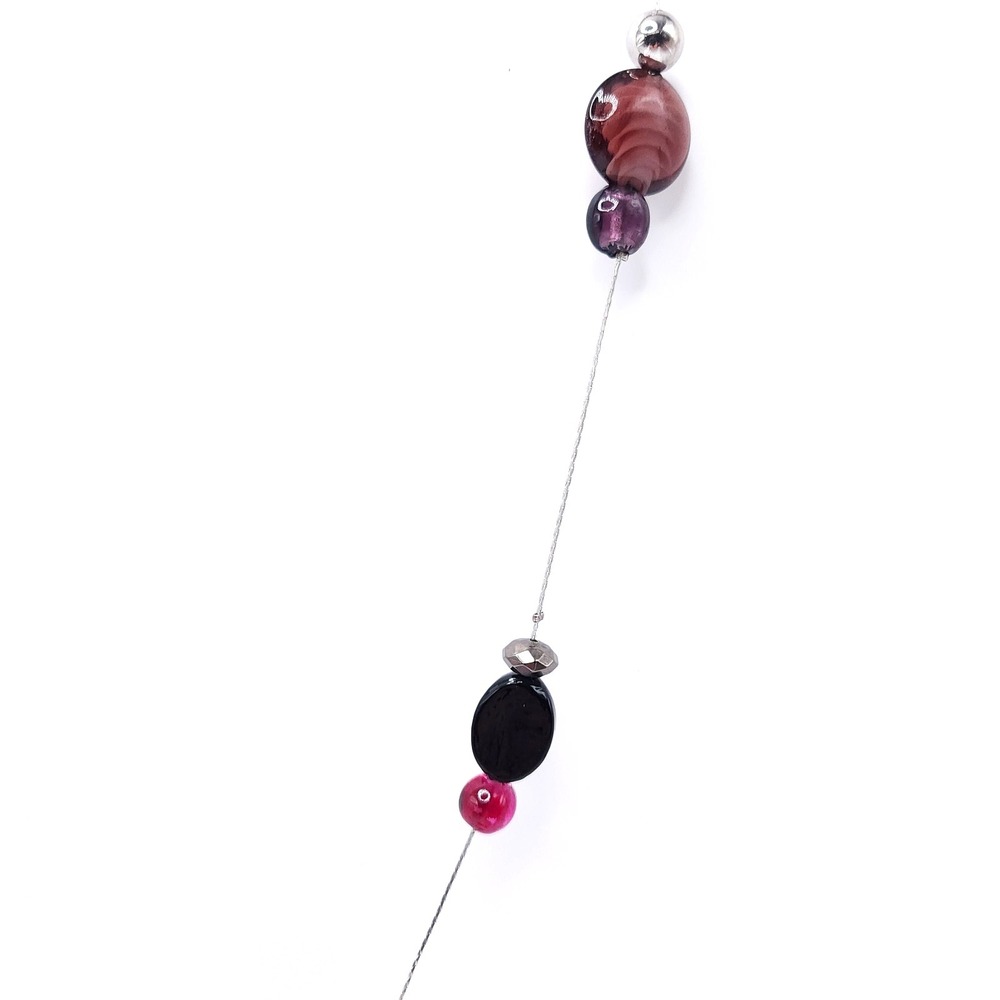 Erica Lyons Purple Glass Bead Necklace Earrings Set 36in - Picture 7 of 7